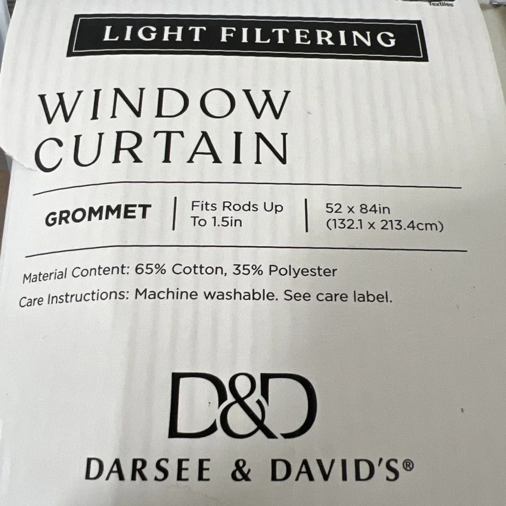 Light filtering‎ One panel window curtain Grommet 52